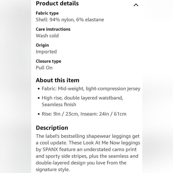 Spanx Look At Me Now Leggings - Black/Grey Camo - 2X - Picture 8 of 10